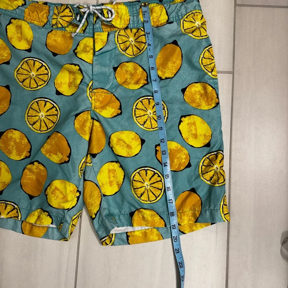 St. John’s Bay Lemon Print Swim Shorts, size Large, 9” inseam